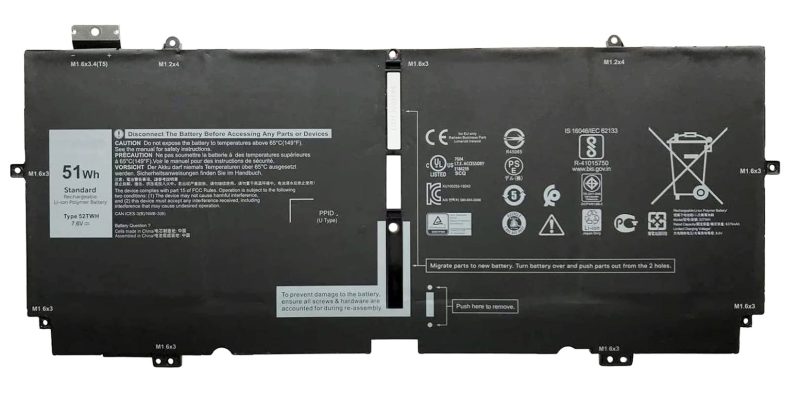 XX3T7, 52TWH, DELL XPS 13-7390 (2-in-1) 13-9310 Battery