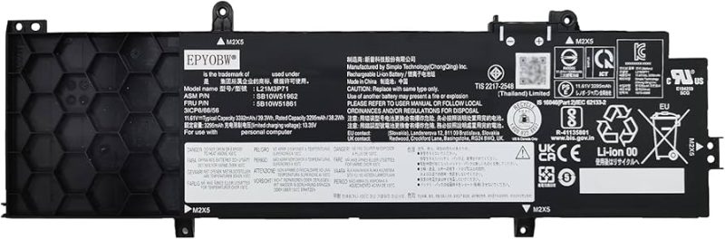 L21D3P71, Lenovo Thinkpad P14s Gen 3 11.58V 39.3Wh Battery